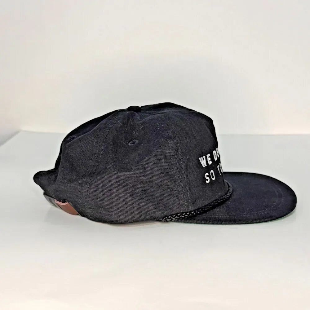 SNAG We Deliver So You Can Rope Hat Black Strapback Arrive Cap NWT